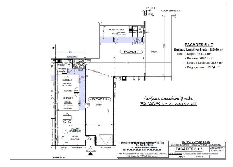 27, route du Cendre Cournon d’Auvergne BUREAUX/ACTIVITÉS Lots 5 et 7 – Façade (ex LS Services)